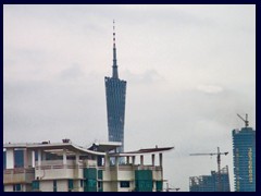 Guangzhou skyline from our hotel room at the Yutong Hotel: Canton Tower.